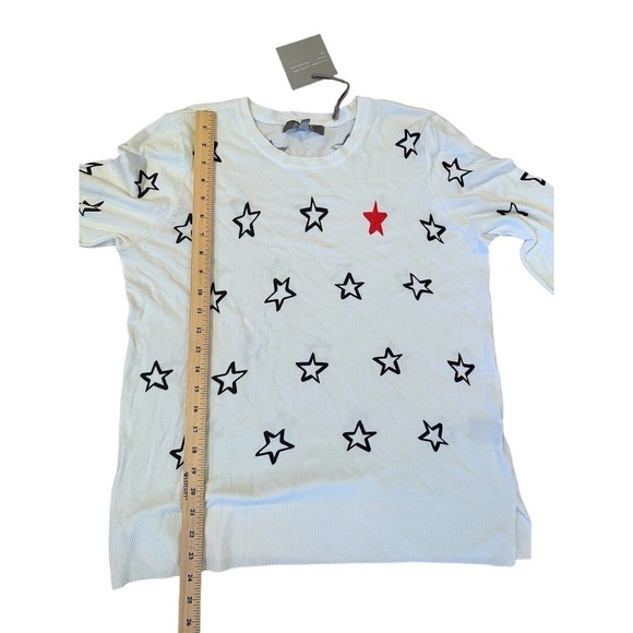NWT Marled white star sweater sz Large - Picture 6 of 8